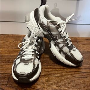 Nike White and Dark Bronze V2K Running Shoes
